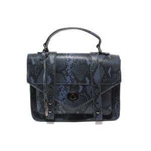 Тъмносиня дамска чанта, еко-кожа с крокодилска шарка - елегантен стил за вашето ежедневие N 100014903