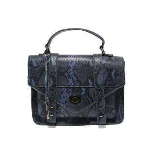 Тъмносиня дамска чанта, еко-кожа с крокодилска шарка - елегантен стил за вашето ежедневие N 100014903