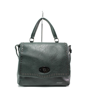 Зелена дамска чанта, здрава еко-кожа - удобство и стил за вашето ежедневие N 100014918