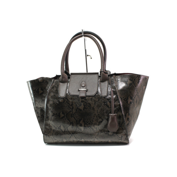 Кафява дамска чанта, здрава еко-кожа - удобство и стил за вашето ежедневие N 100014914