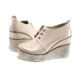 Розови дамски обувки с платформа, естествена кожа - всекидневни обувки за пролетта и лятото N 100013528
