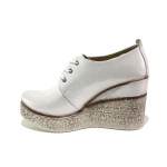 Сребристи дамски обувки с платформа, естествена кожа - всекидневни обувки за пролетта и лятото N 100013527