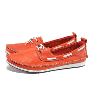 Анатомични червени дамски обувки с равна подметка, естествена кожа - всекидневни обувки за пролетта и лятото N 100013551