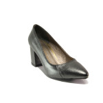 Сиви дамски обувки със среден ток, здрава еко-кожа - официални обувки за целогодишно ползване N 100013545