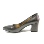 Сиви дамски обувки със среден ток, здрава еко-кожа - официални обувки за целогодишно ползване N 100013545