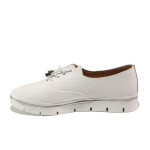 Анатомични бели дамски обувки с равна подметка, естествена кожа - всекидневни обувки за пролетта и лятото N 100013563