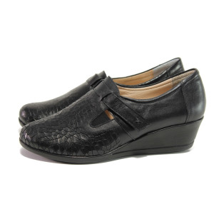 Черни дамски обувки с платформа, естествена кожа - всекидневни обувки за пролетта и лятото N 100013555