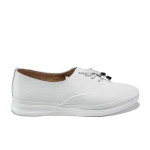 Анатомични бели дамски обувки с равна подметка, естествена кожа - всекидневни обувки за пролетта и лятото N 100013572