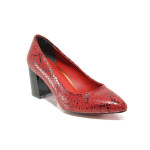 Червени дамски обувки с висок ток, лачена еко кожа - официални обувки за пролетта и лятото N 100013662