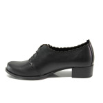 Анатомични черни дамски обувки със среден ток, естествена кожа - всекидневни обувки за пролетта и лятото N 100013660
