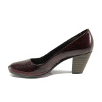 Анатомични винени дамски обувки със среден ток, лачена естествена кожа - всекидневни обувки за пролетта и лятото N 100013655