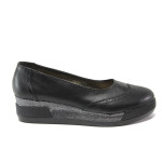 Анатомични черни дамски обувки с платформа, естествена кожа - всекидневни обувки за пролетта и лятото N 100013652