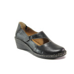 Анатомични черни дамски обувки с платформа, естествена кожа - всекидневни обувки за пролетта и лятото N 100013682