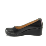 Черни дамски обувки с платформа, естествена кожа - всекидневни обувки за пролетта и лятото N 100013683