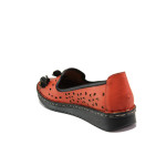 Анатомични червени дамски обувки с равна подметка, естествена кожа - всекидневни обувки за пролетта и лятото N 100013669