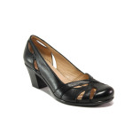 Черни дамски обувки със среден ток, естествена кожа - всекидневни обувки за пролетта и лятото N 100013773