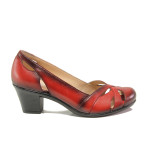 Червени дамски обувки със среден ток, естествена кожа - всекидневни обувки за пролетта и лятото N 100013774