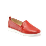Анатомични червени дамски обувки с равна подметка, естествена кожа - всекидневни обувки за пролетта и лятото N 100013768