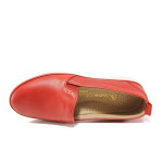 Анатомични червени дамски обувки с равна подметка, естествена кожа - всекидневни обувки за пролетта и лятото N 100013768