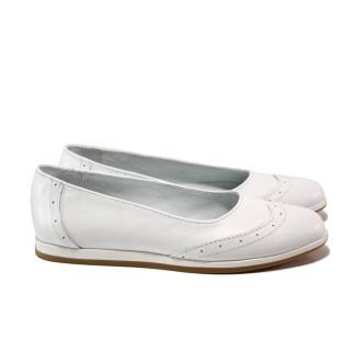 Анатомични бели дамски обувки с равна подметка, естествена кожа - всекидневни обувки за пролетта и лятото N 100013777
