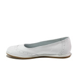 Анатомични бели дамски обувки с равна подметка, естествена кожа - всекидневни обувки за пролетта и лятото N 100013777
