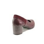 Анатомични винени дамски обувки със среден ток, естествена кожа - всекидневни обувки за пролетта и лятото N 100013781