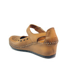 Анатомични кафяви дамски обувки с платформа, естествена кожа - всекидневни обувки за пролетта и лятото N 100013782