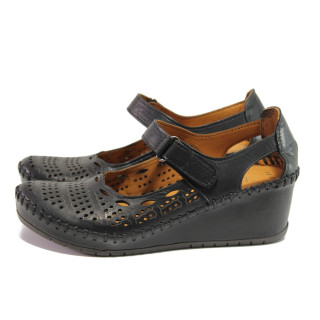 Анатомични черни дамски обувки с платформа, естествена кожа - всекидневни обувки за пролетта и лятото N 100013783