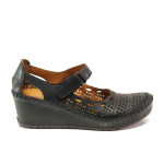 Анатомични черни дамски обувки с платформа, естествена кожа - всекидневни обувки за пролетта и лятото N 100013783