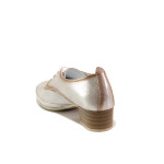 Анатомични Сребристи дамски обувки със среден ток, естествена кожа - всекидневни обувки за пролетта и лятото N 100013784