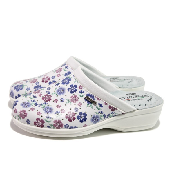 Анатомични бели дамски чехли, здрава еко-кожа - ежедневни обувки за пролетта и лятото N 100013853