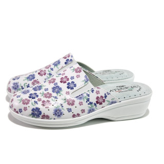 Анатомични бели дамски чехли, здрава еко-кожа - ежедневни обувки за пролетта и лятото N 100013854
