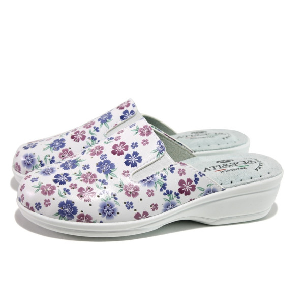 Анатомични бели дамски чехли, здрава еко-кожа - ежедневни обувки за пролетта и лятото N 100013854