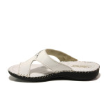 Анатомични бели дамски чехли, естествена кожа - ежедневни обувки за пролетта и лятото N 100013892