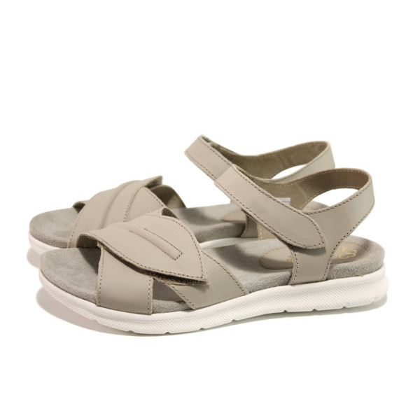Анатомични сиви дамски сандали, естествена кожа - ежедневни обувки за пролетта и лятото N 100013895