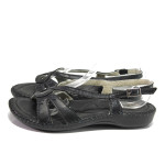 Анатомични черни дамски сандали, естествена кожа - ежедневни обувки за пролетта и лятото N 100013897