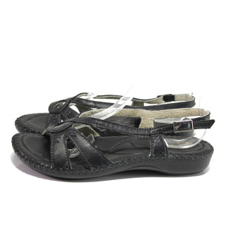 Анатомични черни дамски сандали, естествена кожа - ежедневни обувки за пролетта и лятото N 100013897