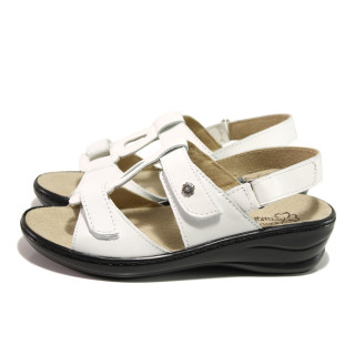 Анатомични бели дамски сандали, естествена кожа - ежедневни обувки за пролетта и лятото N 100013889