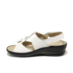 Анатомични бели дамски сандали, естествена кожа - ежедневни обувки за пролетта и лятото N 100013889