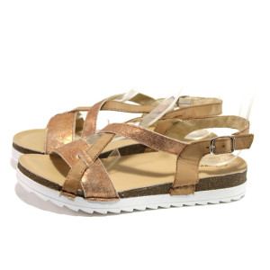 Анатомични кафяви дамски сандали, естествена кожа - ежедневни обувки за пролетта и лятото N 100013890