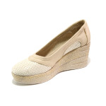 Анатомични бежови дамски обувки с платформа, естествена кожа - ежедневни обувки за пролетта и лятото N 100013946