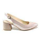 Розови дамски обувки със среден ток, здрава еко-кожа - всекидневни обувки за пролетта и лятото N 100013999