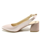 Розови дамски обувки със среден ток, здрава еко-кожа - всекидневни обувки за пролетта и лятото N 100013999