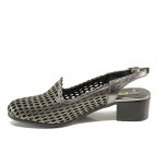 Сиви дамски обувки със среден ток, естествена кожа - всекидневни обувки за пролетта и лятото N 100013998