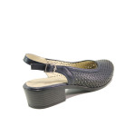 Тъмносини дамски обувки със среден ток, естествена кожа - всекидневни обувки за пролетта и лятото N 100013996