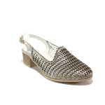 Сиви дамски обувки със среден ток, естествена кожа - всекидневни обувки за пролетта и лятото N 100013997