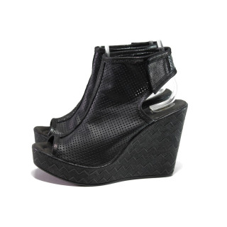 Анатомични черни летни дамски боти, естествена кожа - ежедневни обувки за пролетта и лятото N 100014016