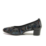 Сини дамски обувки със среден ток, естествена кожа - всекидневни обувки за есента и зимата N 100014296