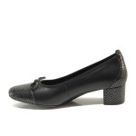 Черни дамски обувки със среден ток, естествена кожа - всекидневни обувки за есента и зимата N 100014302