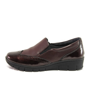 Винени дамски обувки с равна подметка, естествена кожа - всекидневни обувки за есента и зимата N 100014331